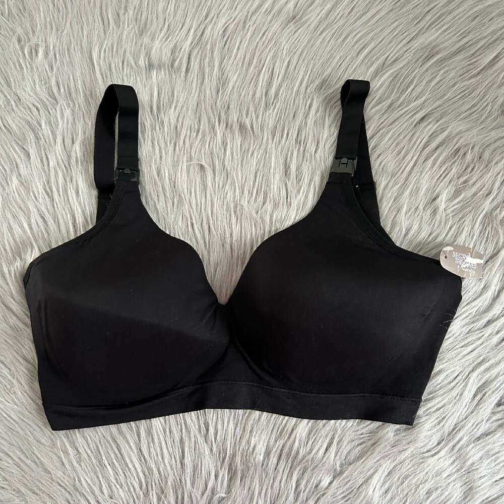 Secret Treasures Maternity Bra Womens Size XXXL/3X Black Wireless Nursing